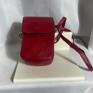Kendall & James Elegant Red Leather Crossbody Bag Zip & Snap NWT